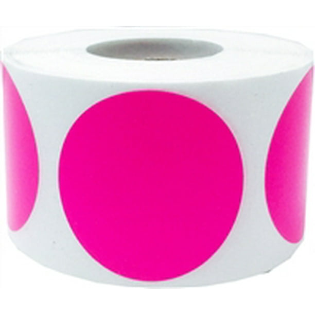 Hot Pink Semi-Gloss Paper Circle Color Coding Label Stickers | 1.5