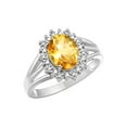thumbnail image 4 of RYLOS Rings for Women 14K White Gold Ring Princess Diana Inspired 9X7MM Gemstone & Halo of  Diamonds November Citrine Jewelry for Women Size 5, 4 of 8