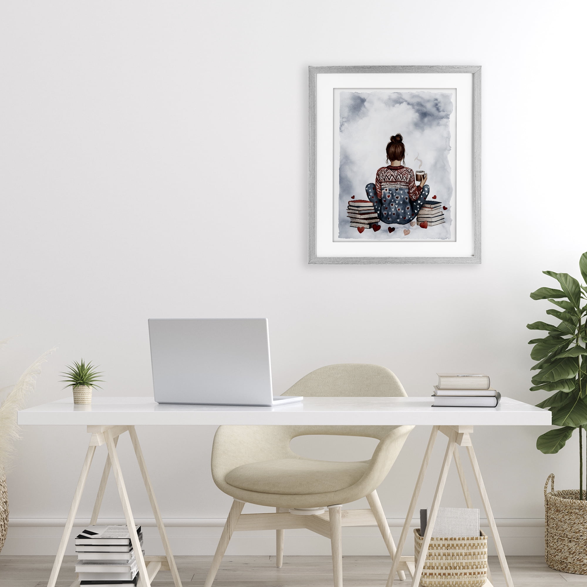 Stupell Industries Cozy Ritual Reader Gray Framed Print Under Glass, design by Svetlana Aleynikova