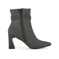 thumbnail image 3 of BLISSFUL STEP Women's Knot Decor Square Toe Side Zip Block Heels Ankle Boots Gray 5.5, 3 of 8