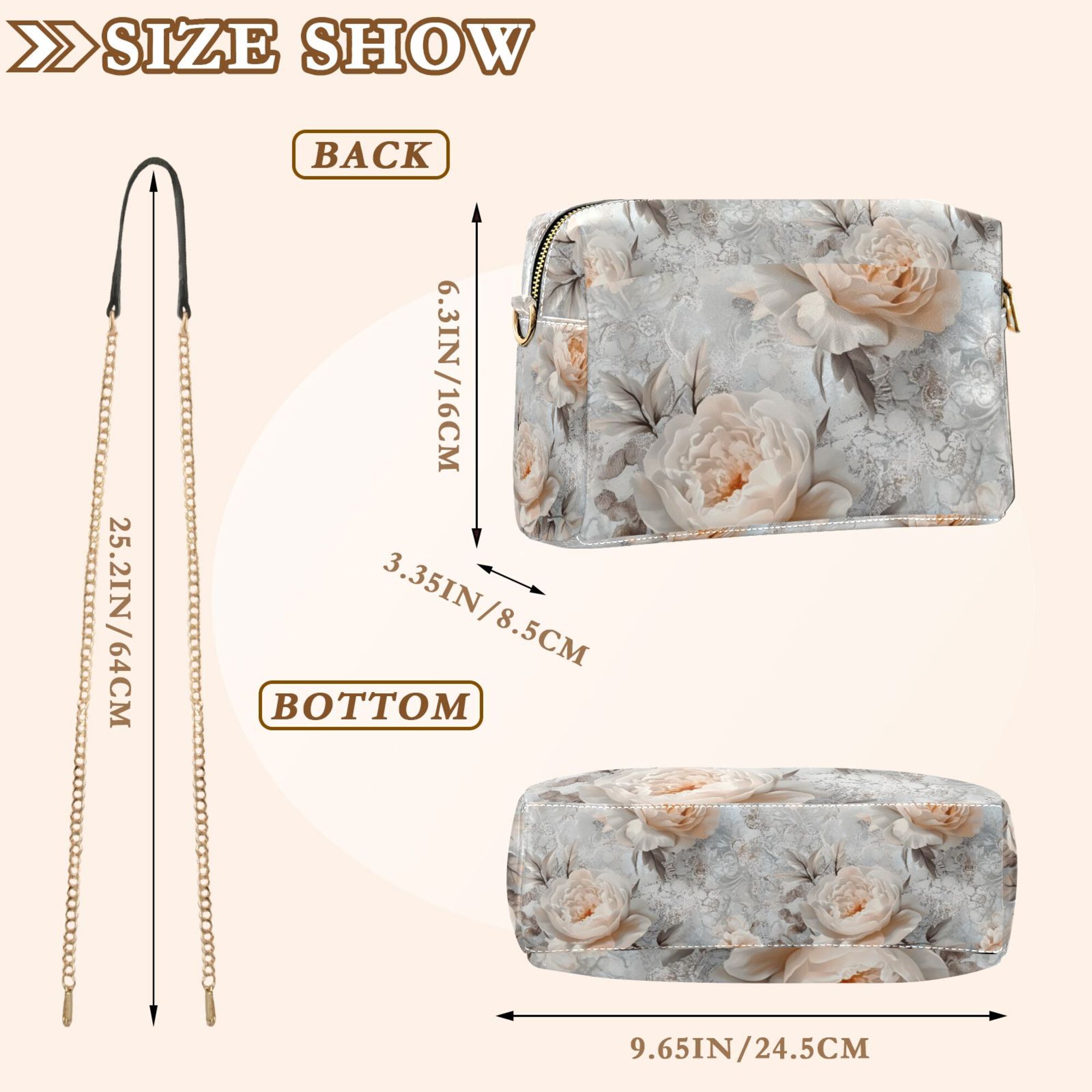 FORMRS Women Crossbody Purse with Chain Strap Vegan Leather Shoulder Handbag, Beautiful Floral
