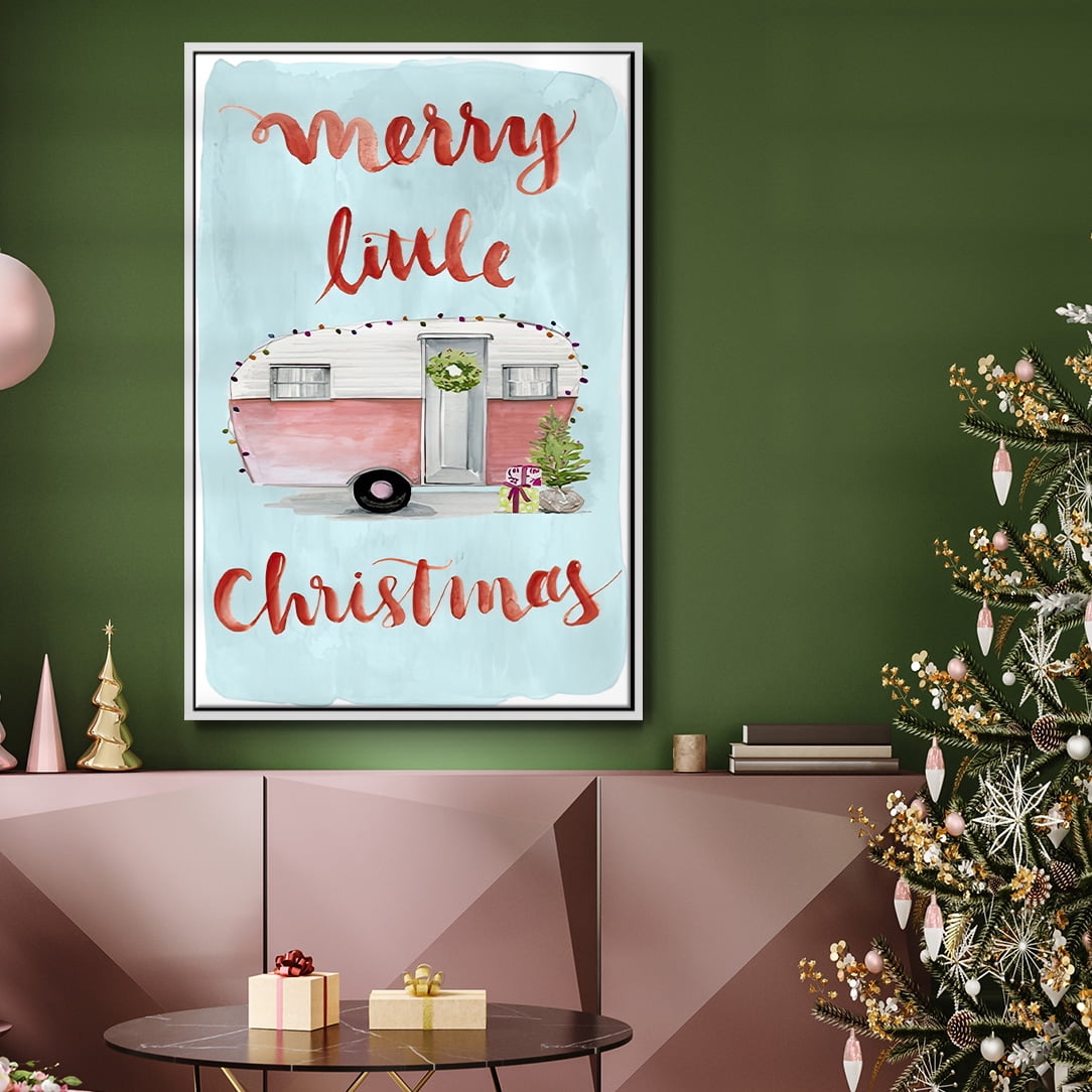 Christmas Cars Collection B - Framed Gallery Wrapped Holiday Canvas - 27 x 41 - White Frame