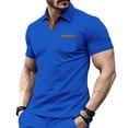 thumbnail image 2 of Fnnxeal Mens Polo Shirts Short Sleeve Waffle Solid Casual Summer Collared Polo Blue Shirts for Men Size L, 2 of 5