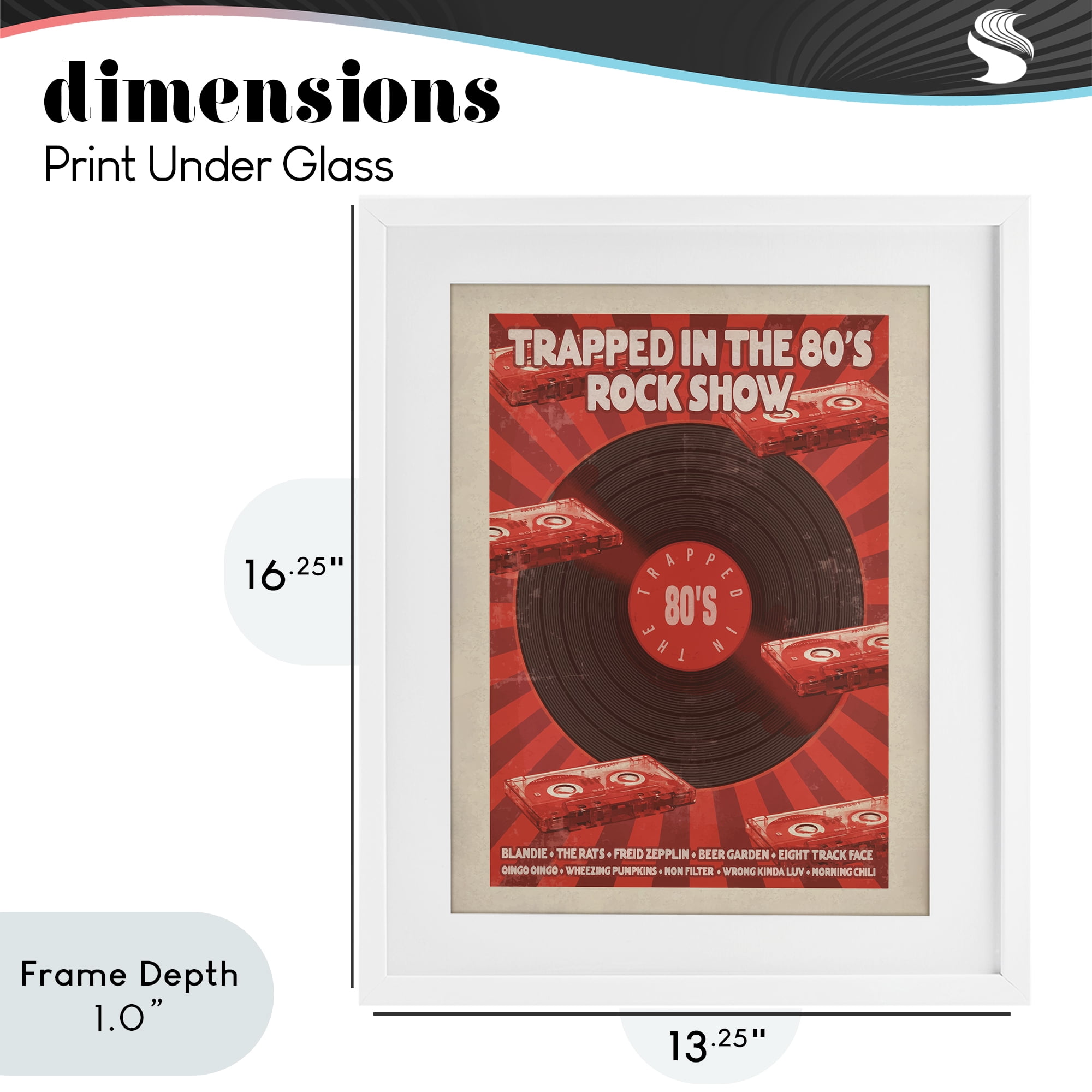 Stupell Industries Trapped in 80s Rock Show White Framed Print Under Glass, design by Old Red Truck
