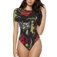thumbnail image 2 of Goofa Vintage Gaming Printed Women Rash Guard Short Sleeve,Tummy control Swimsuit Surfing Swimsuit Bathing Suit One Piece Swimsuit UPF 50-Small, 2 of 9