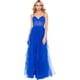 thumbnail image 1 of Blondie Nites Womens Illusion Ruffled Dress, blue, Juniors, 11, 1 of 1