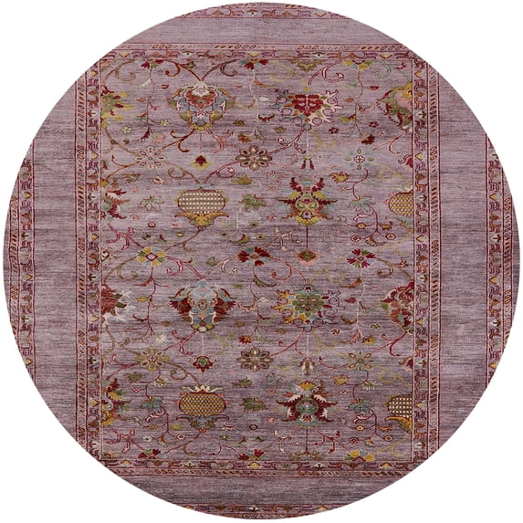 Ahgly Company Indoor Round Mid-Century Modern Chestnut Brown Oriental Area Rugs, 3' Round