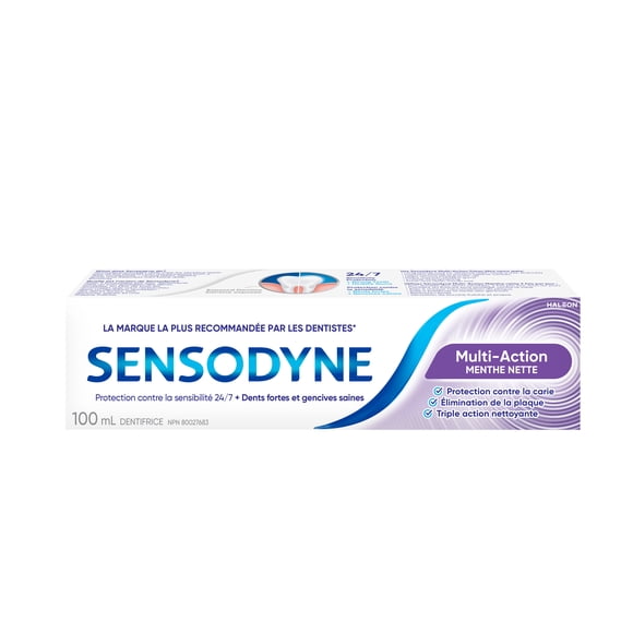 Sensodyne Multi-Action Toothpaste, Strengthens and Protects Sensitive Teeth, Clean Mint 100 mL