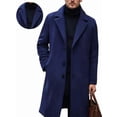 thumbnail image 2 of Men'S Wool Blend Trench Coat Notched Collar Overcoat with Pockets Navy Blue 4XL, 2 of 8