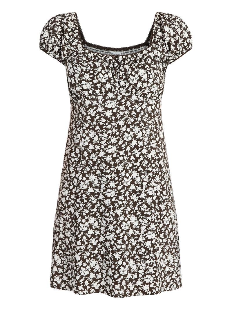 No Boundaries Fit and Flare Dress with Puff Sleeves, Women's XXS-XXL No Boundaries Fit and Flare Dress with Puff Sleeves, Women's XXS-XXL