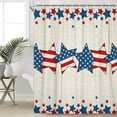thumbnail image 5 of 4th of July Independence Day Shower Curtain Set, 4th of July American Flag Patriotic Star Fabric Bathroom Shower Curtain Family Holiday Decor Bathtub Curtain with 12PCS Hook, 5 of 6