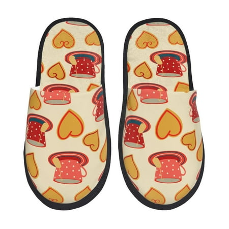 Balery Cups of Tea Slient Indoor Furry Fleece Comfort House Shoes Soft Non-Slip Home Shoes Cotton slippers House Slippers-- Large