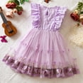 thumbnail image 4 of SonxaHe Infant Girl Elegant Dress Flutter Sleeve Embroidery Evening Gown Kids Stylish Birthday Celebration Dresses Purple,Size 12-18 M, 4 of 8