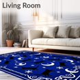 thumbnail image 2 of ODIKA 6' x 9' Machine Washable Non-Slip Area Rug, Gothic Cat High Traffic Rug, Blue, 528384, 2 of 7