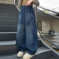 thumbnail image 5 of PLHWHYQ Girls Baggy Wide Leg Jeans, Elastic High Waist Loose Denim Long Pants, Kids Casual Relaxed Fit Trousers for Daily Wear Blue 13-14 Years, 5 of 9