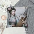 thumbnail image 2 of Orinice Decorative Velvet Pillow Cover Beauty Girl Double Sides Asian Lady Royal Court Chinese Style Pillowcases  White, 2 of 5