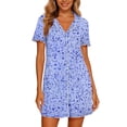 thumbnail image 5 of Night Gowns for Women New Women’s Print Nightshirt with Pockets Lapel Neck Button Loose Nightgown Summer Ruffle Short Sleeve Casual Sleep Dress, 5 of 7