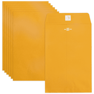 6x9 Clasp Envelopes - 100 Pack, Goefun Manilla Envelopes 6x9, 100GSM Heavy Kraft Paper, Yellow Mailing Envelopes for Business, Legal, Office