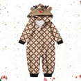 thumbnail image 2 of Odeerbi Christmas Onesie Pajamas for Family Holiday Sleep Jumpsuit Long Sleeve Family Christmas Pajamas Matching Sets Infant Fashion Lattice Print Plush Jumpsuit Sleepwear PJs Set Beige, 2 of 5