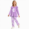 thumbnail image 3 of KPOPLK Toddler Girl Clothes 2-12Years Fall Outfits Girls 2Pcs Long Sleeve Ruffle Shirt and Loose Fit Pant Outwear,Size 11-12 Years, 3 of 6