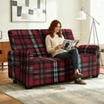 thumbnail image 2 of TSOVTHRID Red Black Plaid Print Loveseat Covers Washable Stretch Recliner Slipcover Furniture Protector with Elastic Bottom Couch Covers for Dogs Pets, 2 of 7