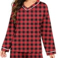 thumbnail image 7 of Womens Pajama Set Fashion Plaid Print Comfortable Sleepwear with Pants Casual Crew Neck Long Sleeve Pajamas Womens Summer Pajamas, 7 of 7