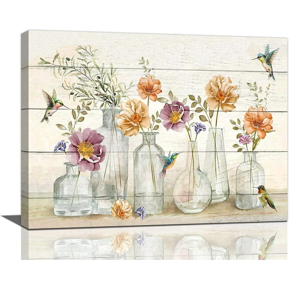 Bathroom Decor Wall Art Rustic Floral Bathroom Pictures for Wall Farmhouse Flowers Canvas Prints Bedroom Painting Modern Artwork Home Decoration for Living Room Dining Room Kitchen 12"x16"
