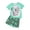 Green, variant on Girls 2 Piece Outfits Leopard Print Crew Neck Short Sleeve Tees and Wide Leg Shorts Tracksuit Casual Loose Fit Clothes Set Pink