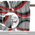 thumbnail image 6 of Grey Geometric Kitchen Curtain Valances for Windows Farmhouse Short Curtains, Modern Abstract Black White Red Striped Rod Pocket Valance Curtain for Bedroom Cafe Living Room 42"x18", 6 of 8