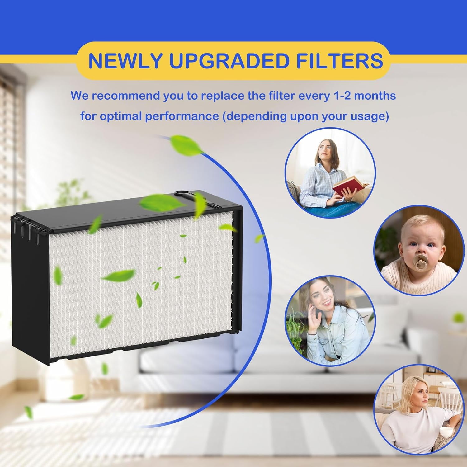2 Pack 1045 Super Wick Filters Replacement, Compatible with Essick Air AIRCARE Humidifier Model H12300 H12300HB H12400 H12400HB H12600 H12001 H12AEUO H12AUKP Series Humidifiers