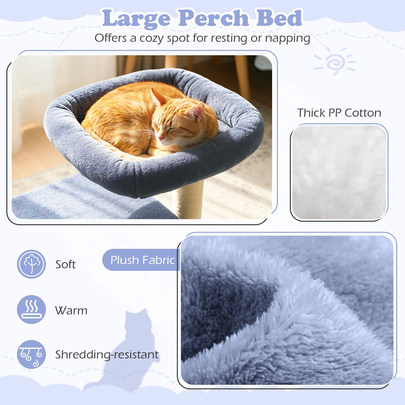 Gymax 19.5'' Small Cat Tree w/Large Padded Plush Perch Condo Sisal Scratching Posts Dark Grey
