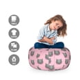 thumbnail image 2 of Cat Storage Toy Bag Chair, Greyscale Feline Portraits with Pastel Colored Stars and Hearts Background, Stuffed Animal Organizer Washable Bag, Small Size, Grey Pink Pale Pink, by Ambesonne, 2 of 3