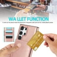 thumbnail image 4 of Compatible with Samsung Galaxy S24 Ultra Case Wallet with Credit Card Holder, Premium PU Leather Magnetic Clasp Kickstand Heavy Duty Protective Shock Absorbing Phone Cover for S24 Ultra, Rosegold, 4 of 7