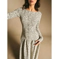 thumbnail image 2 of Women's Boat Neck Long Sleeve Button Front Tiered Midi Dress Elegant Casual Dress, 2 of 5