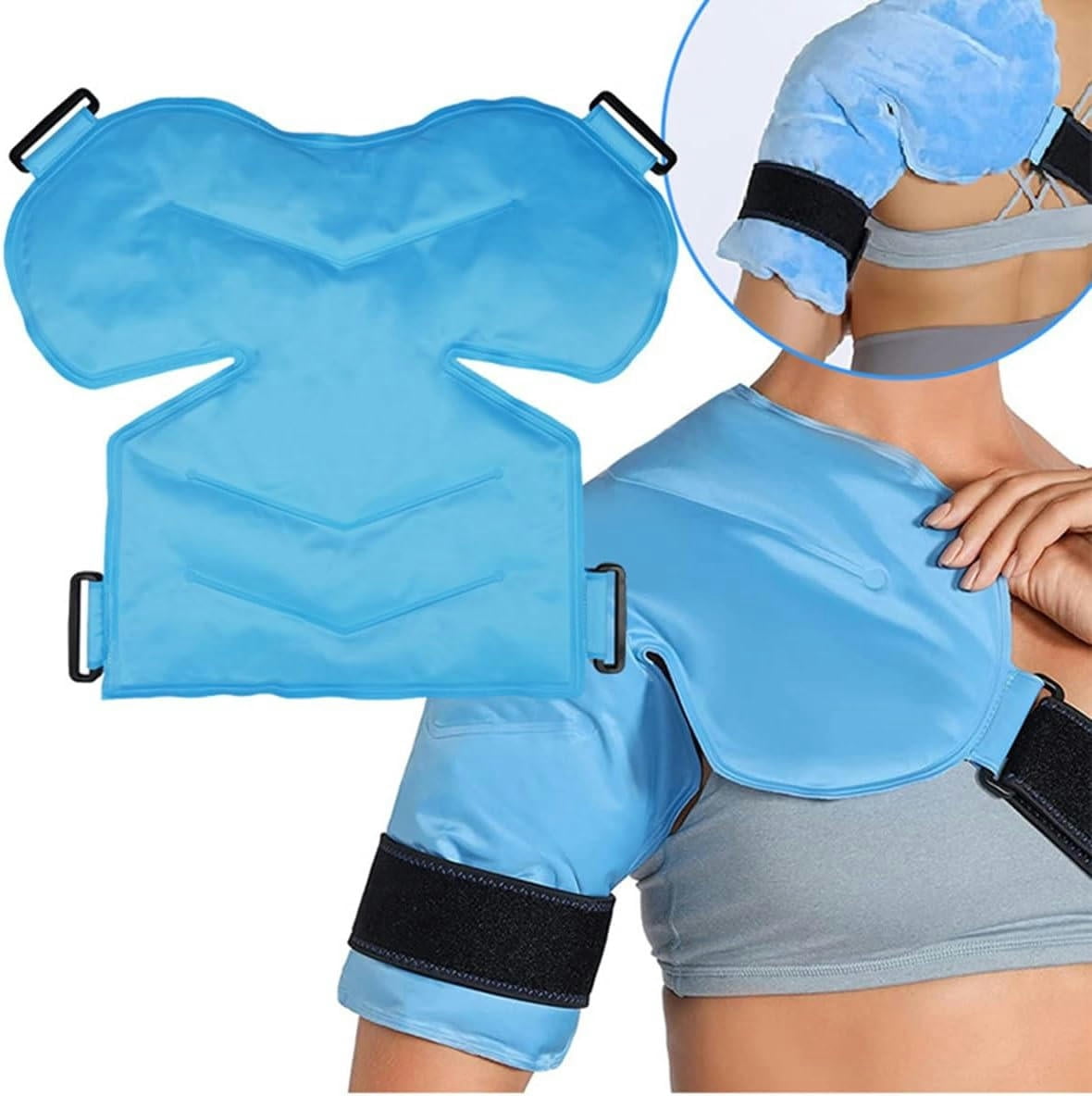 GXCZ Shoulder Ice Pack Rotator Cuff, Flexible Reusable Gel Shoulder Ice Cold Pack, Hot and Cold Compression for Shoulder Pain Relief Bursitis Tendinitis & Surgery Gel Ice Packs for Shoulders Injuries
