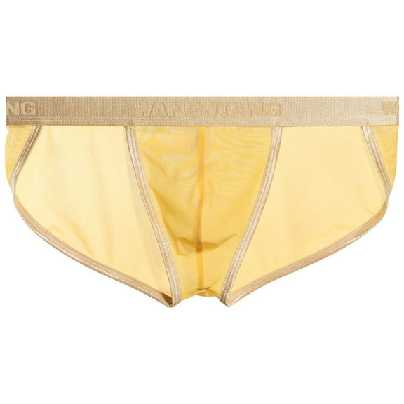 successthop Seamless Briefs Men Plus Size Cool Low Rise Mesh Stylish Lightweight Breathable Colorful Yellow M
