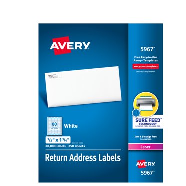 Avery Easy Peel Return Address Labels, Sure Feed Technology, Permanent  Adhesive, 1/2