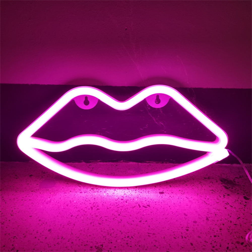 Neon Signs, LED Lip Neon Sign for Wall Decor Art, USB/Battery Powered ...