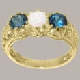 thumbnail image 2 of LBG British Made 14k Yellow Gold Natural Opal & London Blue Topaz Womens Statement Ring - 33 size options - Size 9.25, 2 of 7