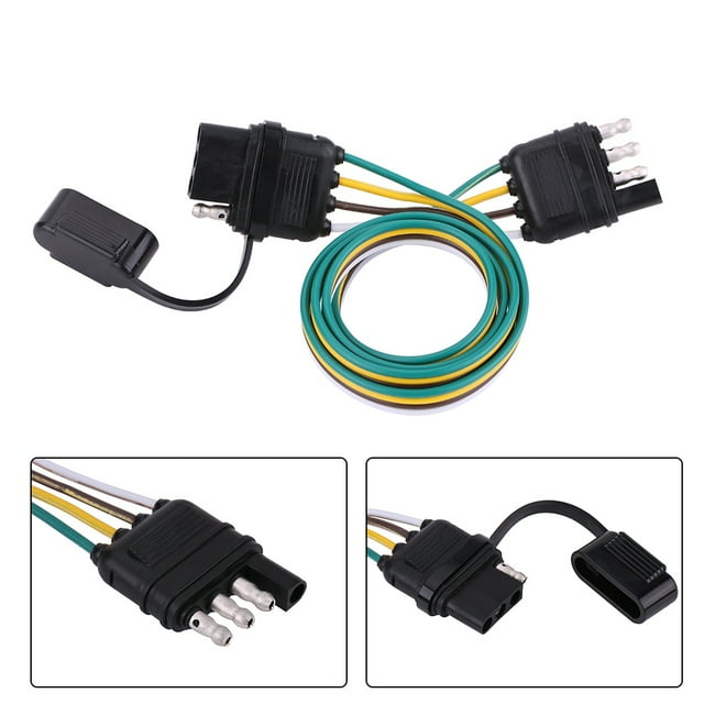 Adaptador De Remolque, Juego De Conectores De Remolque Planos De 4 Pines Que Consta De Un Enchufe De Remolque De Cable Conductor Codificado Por Colores Para Remolque Estándar