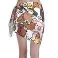 thumbnail image 2 of Kll Doodle Farm Animals Faces Print Women'S Sarong Coverups Short Bathing Suit Wrap Skirt Beach Wrap Swimsuit Cover Ups, 2 of 7