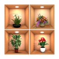 thumbnail image 2 of 4 Piezas Pósteres de Plantas en Maceta Pegatinas Decorativas de Pared 3D Arte de Flores Creativo de PVC Extraíbles para Decoración de Sala de Estar, 2 of 8
