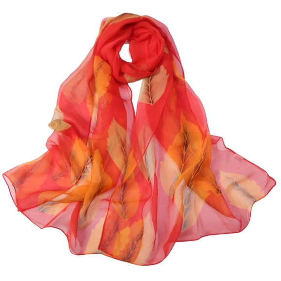 TELOLY Silk Scarf for Women Scarfs for Women Lightweight Print Floral Pattern Scarf Shawl Fashion Scarves Shawls and Wraps for Spring Chiffon Shawl Red