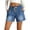 Royal Blue -AF06, variant on Jean Shorts for Women High Waisted Distressed Drawstring Pull On Elastic Waist Stretchy Ripped Frayed Hem Denim Shorts Wide Leg Sky Blue M