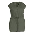 thumbnail image 5 of Terra & Sky Women's Plus Size Button-Front Knit Romper, 5" Inseam, 5 of 5