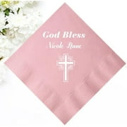 50pcs Christening Cocktail Napkins, Guest Towels, Baptism Napkins, Hand Towels Personalized Napkins, Bar Napkins, paper dinner napkins, party napkins for reception disposable decorative 5"x5"