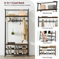 thumbnail image 4 of Hall Tree with 5 Hooks, 4-In-1 Entryway Coat Rack and Shoe Storage Bench, Sturdy Metal Frame Multi-Functional Hallway Organizer with Storage, Industrial Accent Furniture for Living Room, 4 of 10