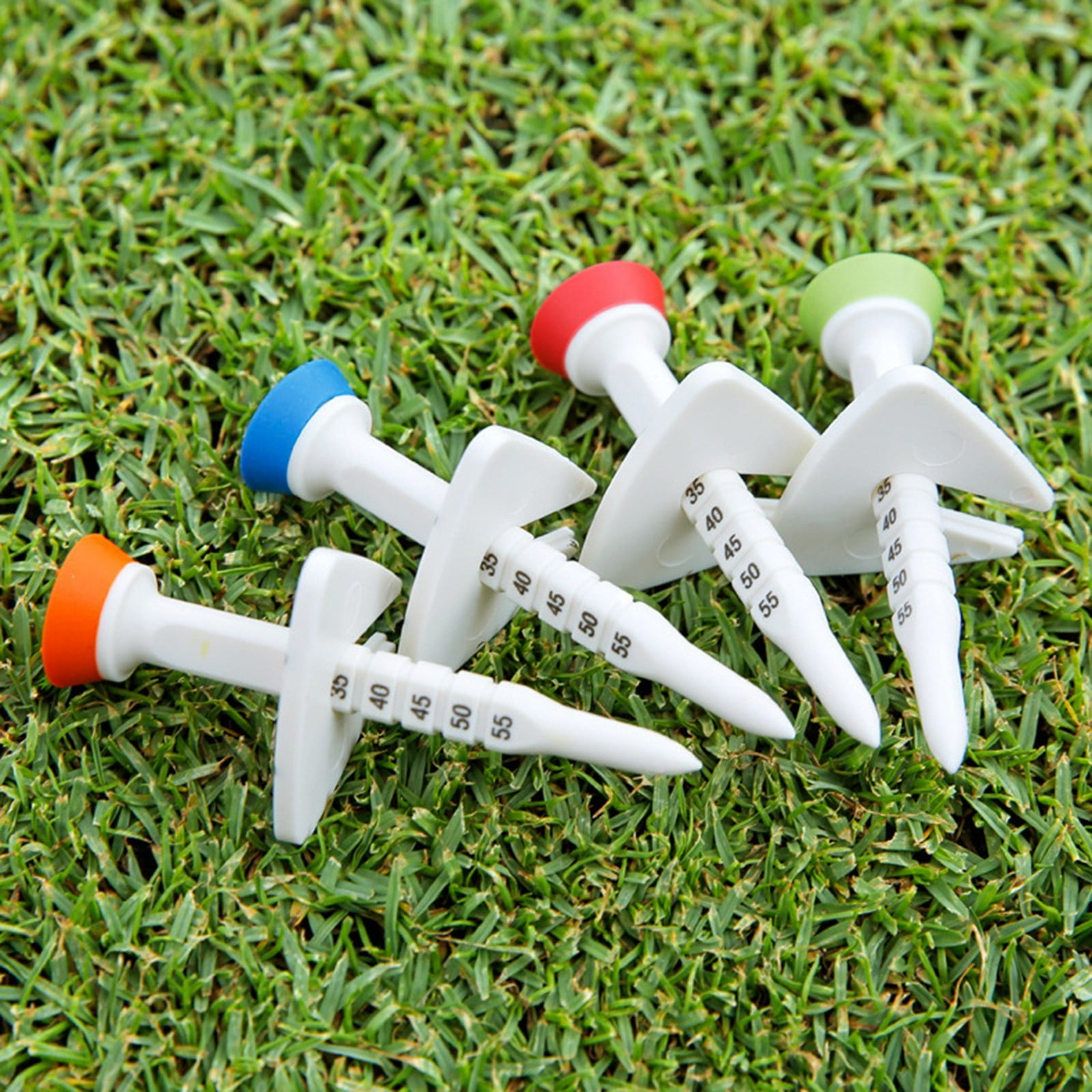 Golf Tees Adjustable Height 4PC, Unbreakable Tees with Marker - Multi Color Golf Accessories for Accuracy, Distance & Precision Improvement