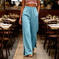 thumbnail image 2 of ZHYou No Boundarie Womens Wide Leg Sweatpants Baggy Fit Elastic High Waist Side Slit Casual Pull On Trousers with Pockets,Blue,Size XL, 2 of 6