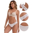 thumbnail image 3 of DARING DIVA Women's Lace Ribbed Low Waisted Butt Lifting Underwear M White, 3 of 6